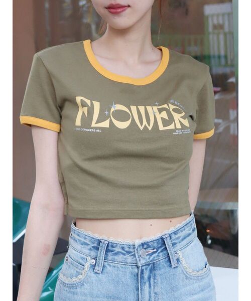 EVRIS（エヴリス）の「FLOWERストラップクロップドＴシャツ（Tシャツ/カットソー・レディース・ホワイト/ブルー/カーキ・FREE）」の20枚目の写真