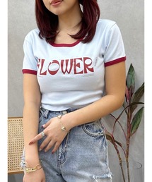 EVRIS | FLOWERストラップクロップドＴシャツ(Tシャツ/カットソー)