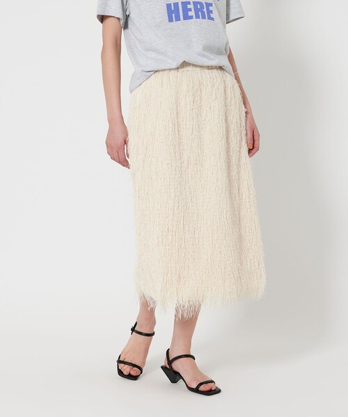BEAUTY&YOUTH UNITED ARROWS（ビューティーアンドユースユナイテッドアローズ）の「ポリエステル フリンジスカート（スカート・レディース・ダークグレー/オフホワイト・S/M）」の2枚目の写真
