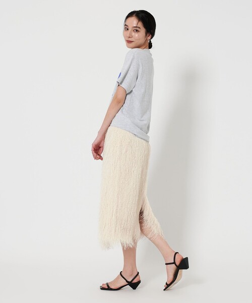 BEAUTY&YOUTH UNITED ARROWS（ビューティーアンドユースユナイテッドアローズ）の「ポリエステル フリンジスカート（スカート・レディース・ダークグレー/オフホワイト・S/M）」の5枚目の写真