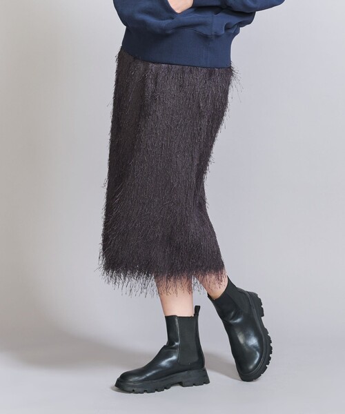 BEAUTY&YOUTH UNITED ARROWS（ビューティーアンドユースユナイテッドアローズ）の「ポリエステル フリンジスカート（スカート・レディース・ダークグレー/オフホワイト・S/M）」の7枚目の写真