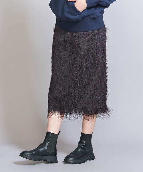 BEAUTY&YOUTH UNITED ARROWS（ビューティーアンドユースユナイテッドアローズ）の「ポリエステル フリンジスカート（スカート・レディース・ダークグレー/オフホワイト・S/M）」の8枚目の写真