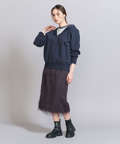 BEAUTY&YOUTH UNITED ARROWS（ビューティーアンドユースユナイテッドアローズ）の「ポリエステル フリンジスカート（スカート・レディース・ダークグレー/オフホワイト・S/M）」の9枚目の写真