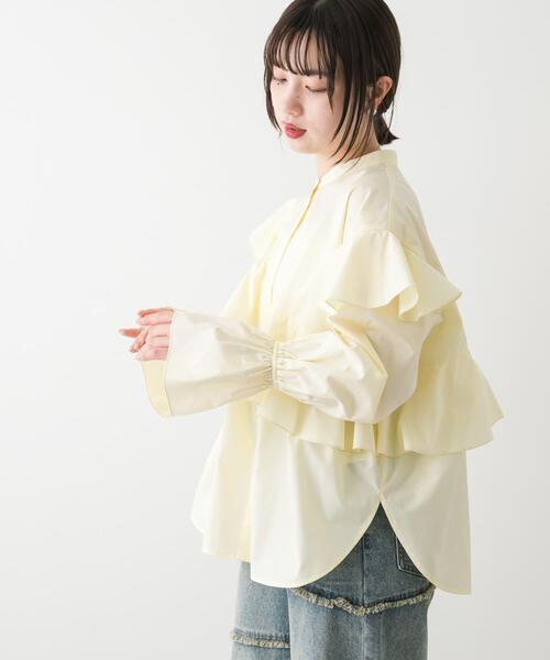 SENSE OF PLACE by URBAN RESEARCH(センスオブプレイスバイアーバンリサーチ)の「アシメフリルブラウス(シャツ/ブラウス・レディース・ブルー系その他/イエロー/オフホワイト・ONE)」の14枚目の写真