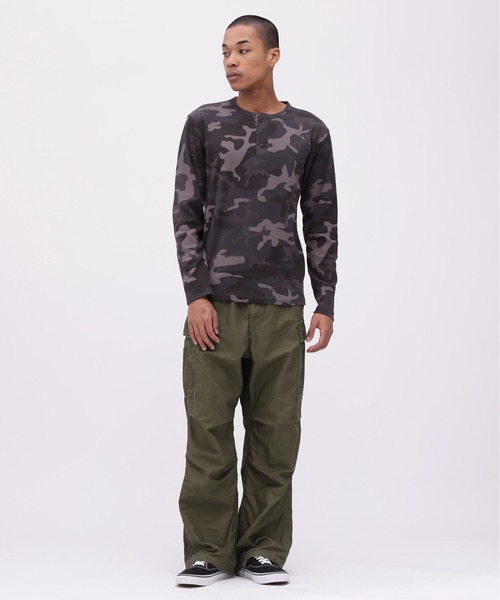 WEB限定》DAILY RIB LONG SLEEVE HENLEY NECK T-SHIRT 'CAMOUFLAGE