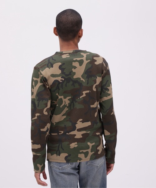 WEB限定》DAILY RIB LONG SLEEVE HENLEY NECK T-SHIRT 'CAMOUFLAGE