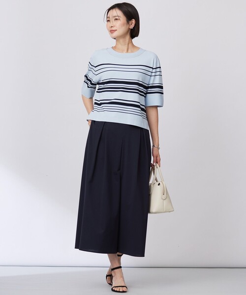 J.PRESS(ジェイプレス)の「【洗える】RAYON ELITE STRETCH ボーダー ニットT(ニット/セーター・レディース・ベージュ系1/サックスブルー系1/ホワイト系1・T13/T15)」の6枚目の写真