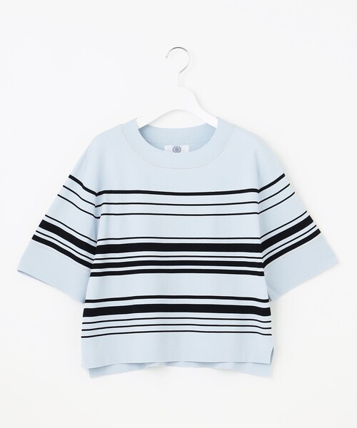 J.PRESS(ジェイプレス)の「【洗える】RAYON ELITE STRETCH ボーダー ニットT(ニット/セーター・レディース・ベージュ系1/サックスブルー系1/ホワイト系1・T13/T15)」の10枚目の写真