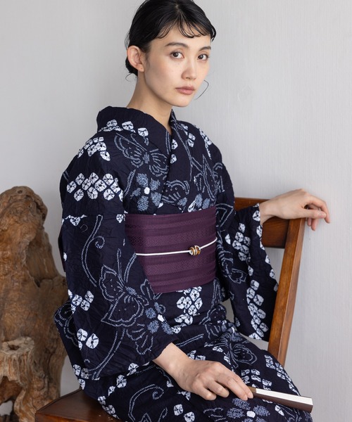 ゆかた館グレース 浴衣 2点セット 梅の花 紺色 ゆかた館グレース公式