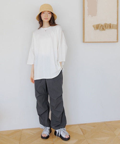 ⭐︎MIKI⭐︎ニコアンド　てぃらさん着用トップス ニコアンド［Make Stuff'25］てぃらベースボールシャツ ネイビー