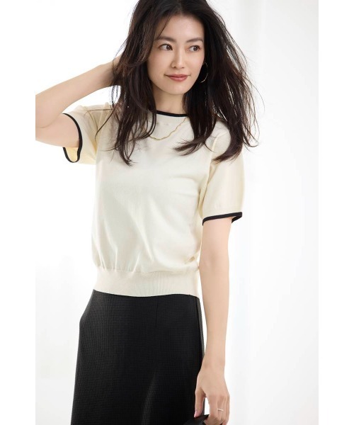 シルキータッチサマーニット/ シンプル オフィス クルーネック