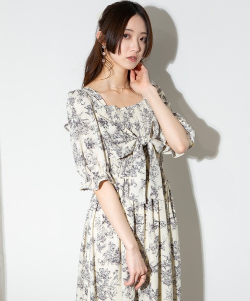楽天市場】花柄ワンピース 半袖 小花柄 シフォン ロング丈