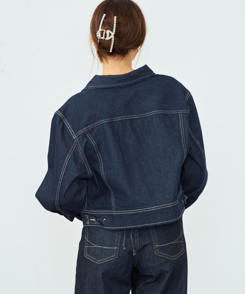 Lee(リー)の「Lee/リー【豊富なサイズ展開】Lee BABE ストレッチデニムジャケット/XS-4L/セットアップ可 ジージャン/ショート丈デニムジャケット/低身長から高身長まで(デニムジャケット・レディース・インディゴブルー・SMALL/MEDIUM/X-LARGE/XXX-LARGE/X-SMALL/LARGE/XX-LARGE)」の5枚目の写真