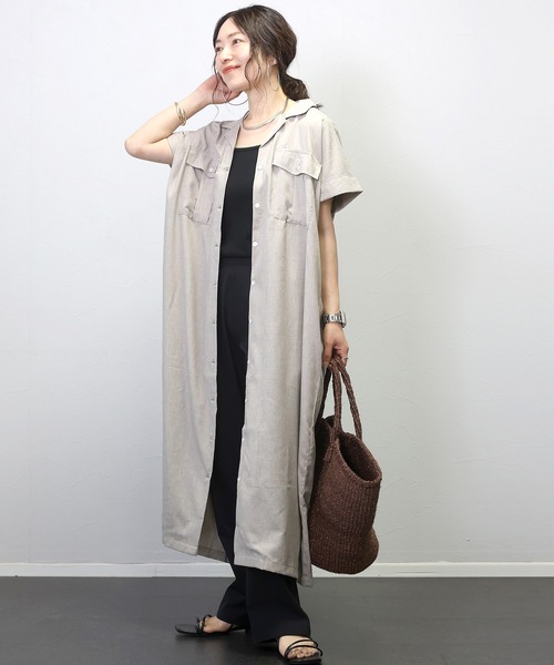 新品タグ付☆LOROPIANA☆リネン☆ポケット☆チュニック☆ワンピース