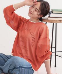 Cutie Blonde | 【S-LL/2点セット】前後2WAYで着られるメッシュニット+ロゴTシャツ(その他トップス)