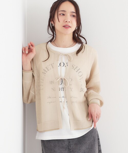 Cutie Blonde(キューティーブロンド)の「【S-LL/2点セット】前後2WAYで着られるメッシュニット+ロゴTシャツ(その他トップス・レディース・オレンジ/オリーブ/アイボリー/チャコールグレー・01/02/03/04)」の2枚目の写真