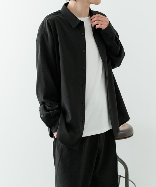 ITEMS URBANRESEARCH（アイテムズ アーバンリサーチ）の「『セットアップ対応』ヨウリュウレギュラーカラー長袖シャツ（シャツ/ブラウス・メンズ・ブラック/ネイビー/ブラウン・MEDIUM/LARGE）」の7枚目の写真