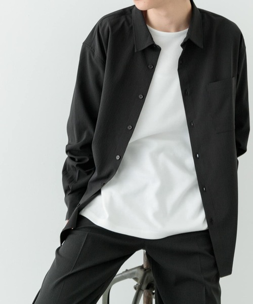 ITEMS URBANRESEARCH（アイテムズ アーバンリサーチ）の「『セットアップ対応』ヨウリュウレギュラーカラー長袖シャツ（シャツ/ブラウス・メンズ・ブラック/ネイビー/ブラウン・MEDIUM/LARGE）」の8枚目の写真