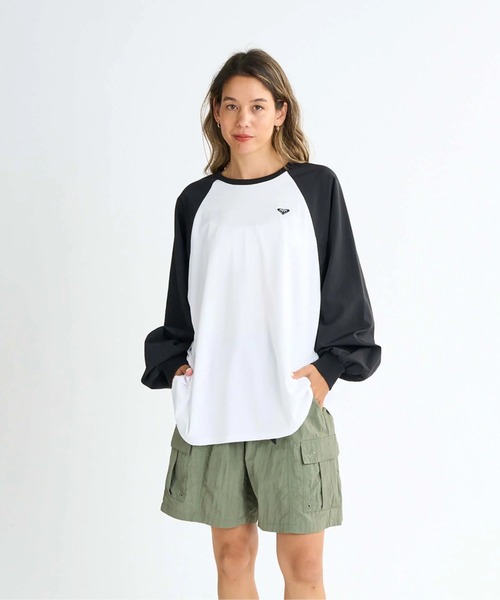 ROXY(ロキシー)の「LA PALMA /ロキシー水陸両用サンプロテクションラグランスリーブトップス(水着)(Tシャツ/カットソー・レディース・ブラック系その他/ブラック/イエロー・LARGE/MEDIUM/SMALL)」の10枚目の写真