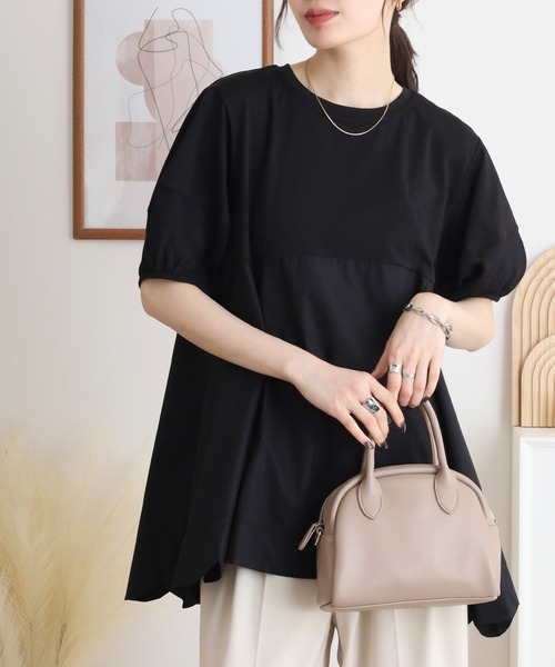 アンナニコラ Anna Nicola コード刺繍ロゴ袖シアープルオーバー （ブラック） Anna Nicola（アンナニコラ）の「Anna Nicola コード刺繍ロゴ 袖