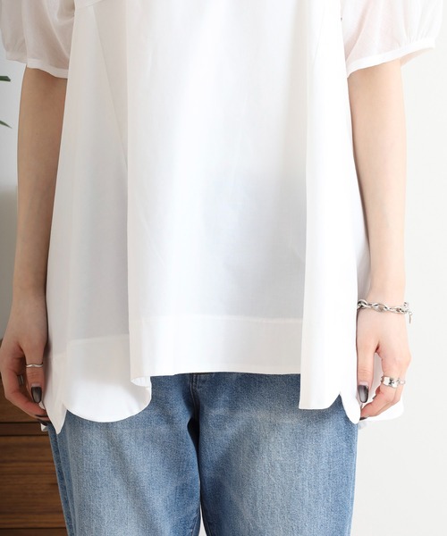 Anna Nicola(アンナニコラ)の「Anna Nicola 裾スカラップチュニック半袖トップス(Tシャツ/カットソー・レディース・ブラック/オフホワイト・38)」の7枚目の写真