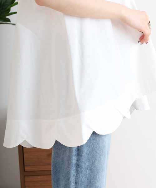 Anna Nicola(アンナニコラ)の「Anna Nicola 裾スカラップチュニック半袖トップス(Tシャツ/カットソー・レディース・ブラック/オフホワイト・38)」の8枚目の写真