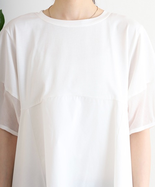 Anna Nicola(アンナニコラ)の「Anna Nicola 裾スカラップチュニック半袖トップス(Tシャツ/カットソー・レディース・ブラック/オフホワイト・38)」の5枚目の写真