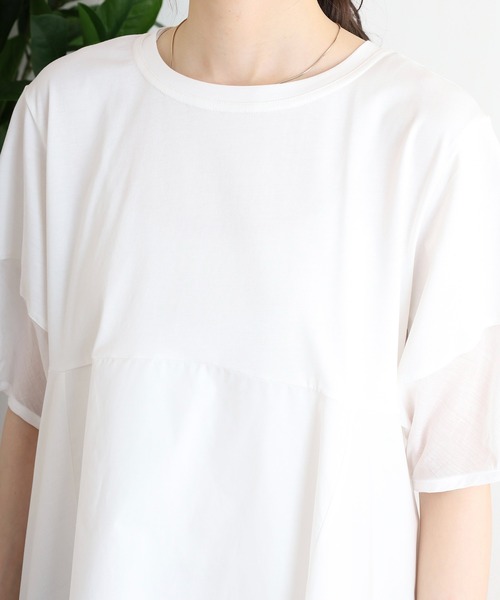 Anna Nicola(アンナニコラ)の「Anna Nicola 裾スカラップチュニック半袖トップス(Tシャツ/カットソー・レディース・ブラック/オフホワイト・38)」の6枚目の写真