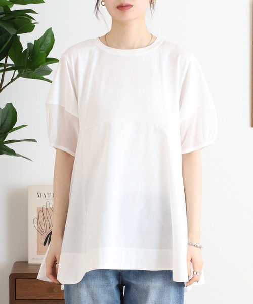 Anna Nicola(アンナニコラ)の「Anna Nicola 裾スカラップチュニック半袖トップス(Tシャツ/カットソー・レディース・ブラック/オフホワイト・38)」の19枚目の写真