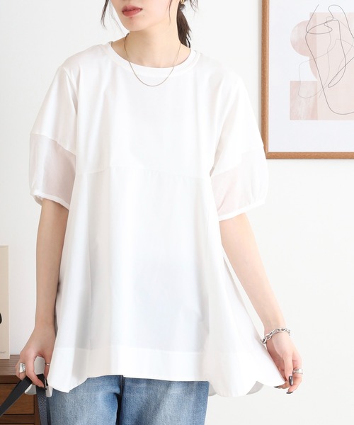 Anna Nicola(アンナニコラ)の「Anna Nicola 裾スカラップチュニック半袖トップス(Tシャツ/カットソー・レディース・ブラック/オフホワイト・38)」の11枚目の写真