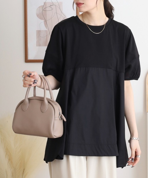 Anna Nicola(アンナニコラ)の「Anna Nicola 裾スカラップチュニック半袖トップス(Tシャツ/カットソー・レディース・ブラック/オフホワイト・38)」の17枚目の写真