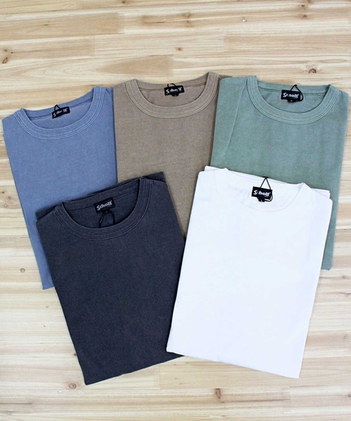 schott(ショット)の「PIGMENT O/D SS T-SHIRT(Tシャツ/カットソー・メンズ・ホワイト/ブラウン/ブラック/ブルー/セージグリーン・M/L/XL/XXL)」の6枚目の写真