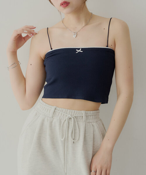 Chico（チコ）の「取り外しキャミストラップリブベアトップ（キャミソール・レディース・ブルー/ピンク/ホワイト/ネイビー・FREE）」の21枚目の写真