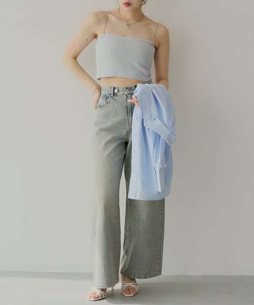 Chico（チコ）の「取り外しキャミストラップリブベアトップ（キャミソール・レディース・ブルー/ピンク/ホワイト/ネイビー・FREE）」の6枚目の写真