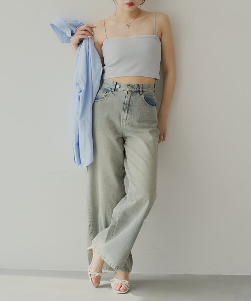 Chico（チコ）の「取り外しキャミストラップリブベアトップ（キャミソール・レディース・ブルー/ピンク/ホワイト/ネイビー・FREE）」の10枚目の写真