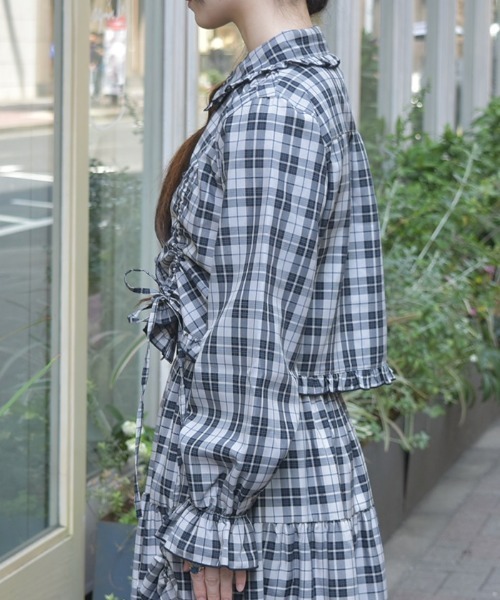 axes femme（アクシーズファム）の「ショート丈ドロストブラウス（シャツ/ブラウス・レディース・ブラック/ネイビー/ミント・FREE）」の5枚目の写真