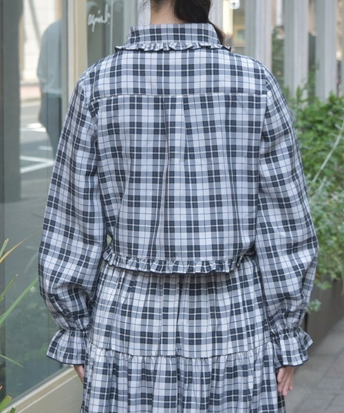 axes femme（アクシーズファム）の「ショート丈ドロストブラウス（シャツ/ブラウス・レディース・ブラック/ネイビー/ミント・FREE）」の6枚目の写真