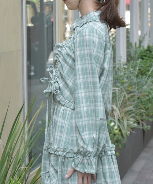 axes femme（アクシーズファム）の「ショート丈ドロストブラウス（シャツ/ブラウス・レディース・ブラック/ネイビー/ミント・FREE）」の7枚目の写真