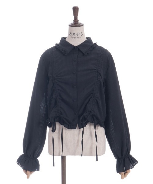 axes femme（アクシーズファム）の「ショート丈ドロストブラウス（シャツ/ブラウス・レディース・ブラック/ネイビー/ミント・FREE）」の21枚目の写真
