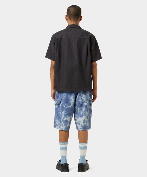 HUF ブラック ポロシャツ　ハーフパンツ HUF GARDEN CENTER PIGMENT DYED WORK SHORT / HUF ヘンプ