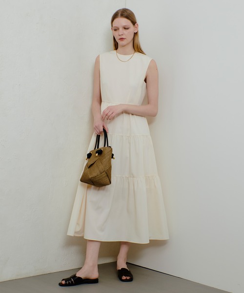 allureville アルアバイル ドットティアードワンピース　（ベージュ） セール】 ドットティアードワンピース （ワンピース