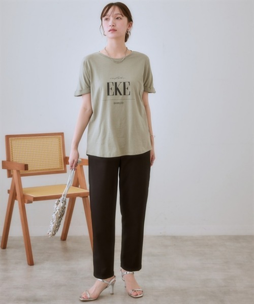 nissen(ニッセン)の「麻調合繊タックテーパードパンツ(セットアップ対応)(スラックス・レディース・ブラック/グレー・S/M/L/LL)」の6枚目の写真