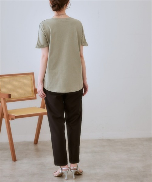 nissen(ニッセン)の「麻調合繊タックテーパードパンツ(セットアップ対応)(スラックス・レディース・ブラック/グレー・S/M/L/LL)」の10枚目の写真