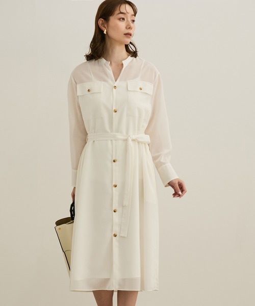 ROPE'（ロペ）の「【洗える】サファリシャツドレス（シャツワンピース