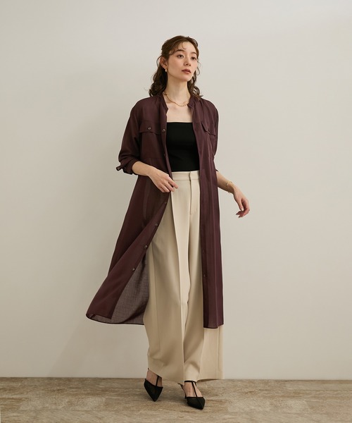 ROPE'(ロペ)の「【洗える】サファリシャツドレス(シャツワンピース・レディース・ブラウン/オフホワイト・36/38)」の5枚目の写真