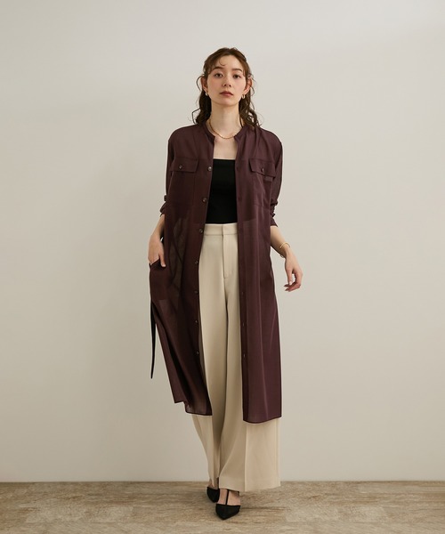 ROPE'(ロペ)の「【洗える】サファリシャツドレス(シャツワンピース・レディース・ブラウン/オフホワイト・36/38)」の6枚目の写真