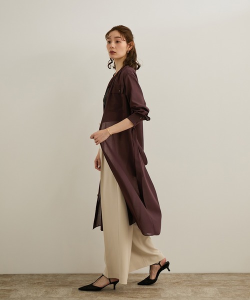 ROPE'(ロペ)の「【洗える】サファリシャツドレス(シャツワンピース・レディース・ブラウン/オフホワイト・36/38)」の7枚目の写真