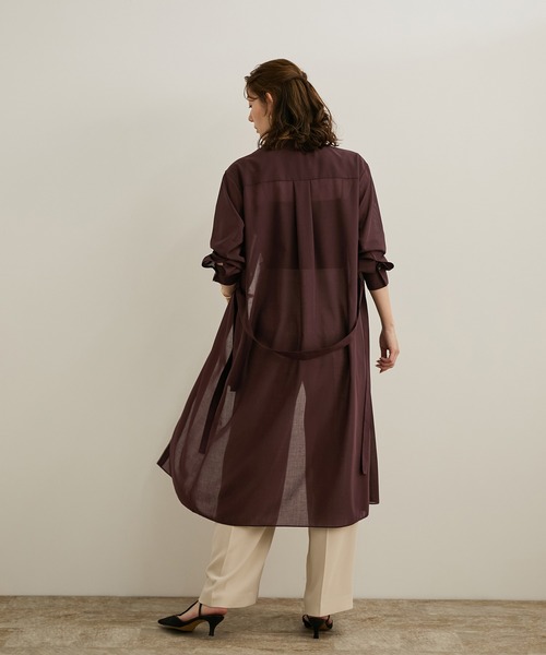 ROPE'(ロペ)の「【洗える】サファリシャツドレス(シャツワンピース・レディース・ブラウン/オフホワイト・36/38)」の8枚目の写真