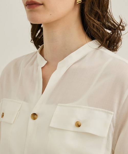 ROPE'(ロペ)の「【洗える】サファリシャツドレス(シャツワンピース・レディース・ブラウン/オフホワイト・36/38)」の12枚目の写真