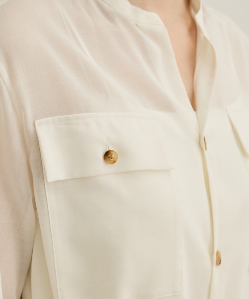 ROPE'(ロペ)の「【洗える】サファリシャツドレス(シャツワンピース・レディース・ブラウン/オフホワイト・36/38)」の13枚目の写真